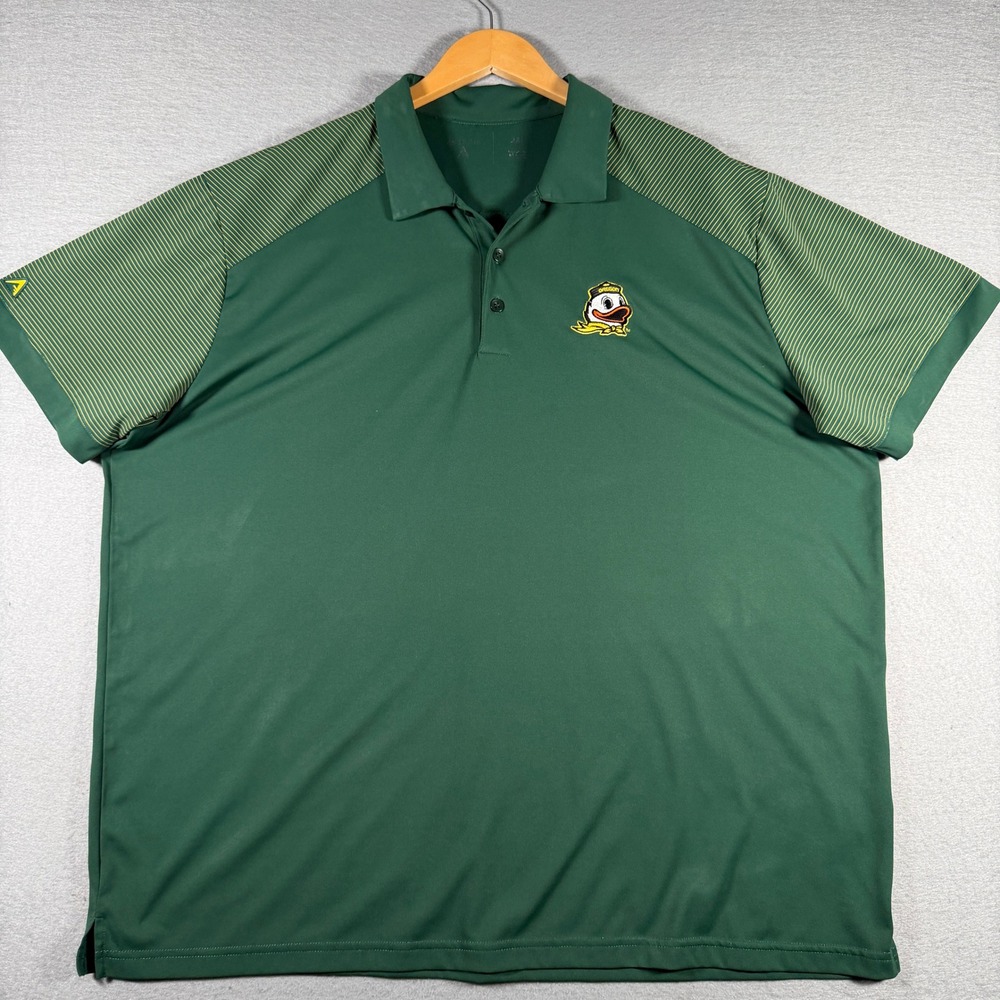 Antigua Mens Oregon Ducks Polo Shirt Green Striped Sleeve 2XL 104106